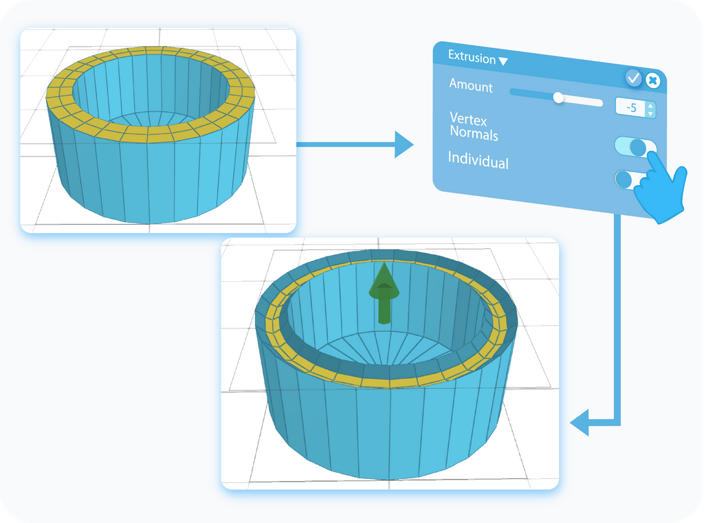 Toggle to enable the Vertex Normal feature for the Extrusion